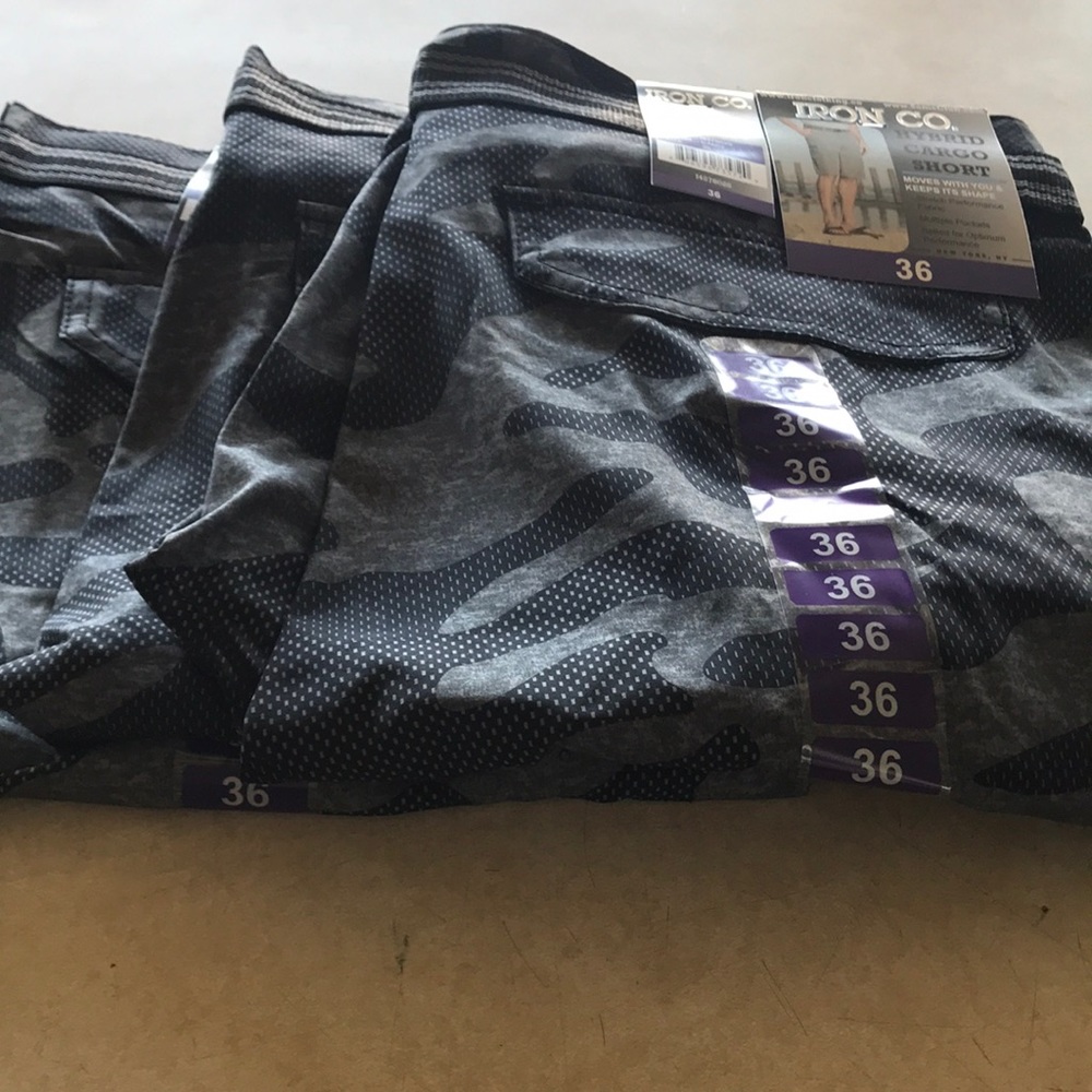 Lot of 3 Iron Co Hybrid Cargo Shorts Gray Camo Size 36